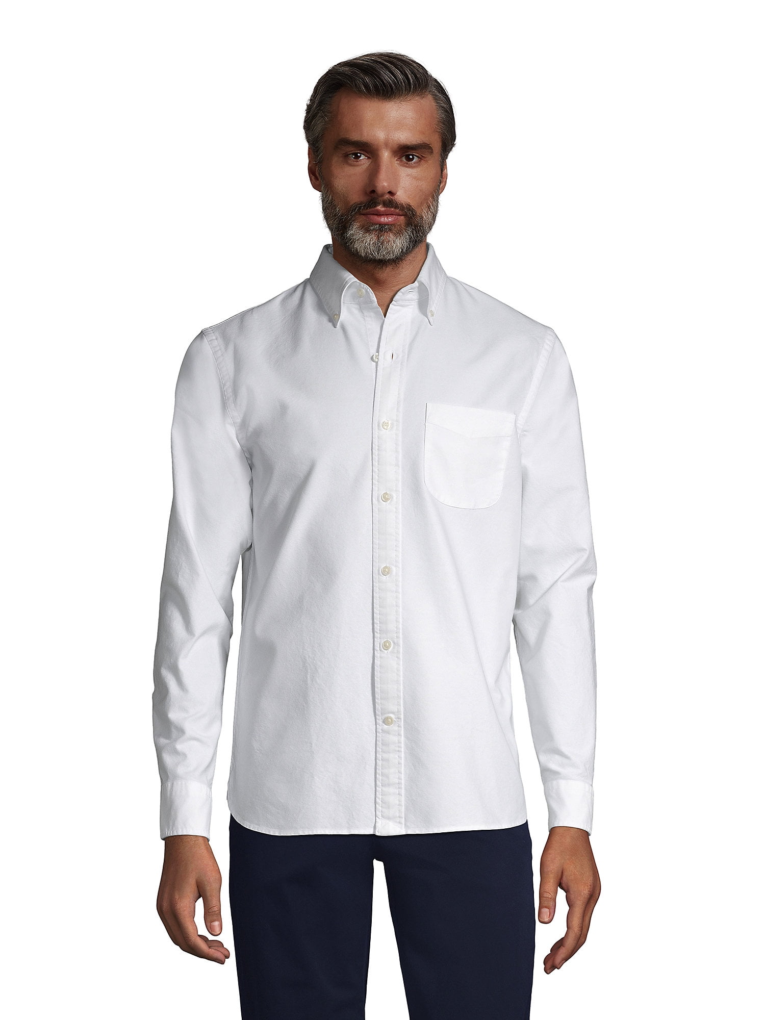 Lands' End Men's Tailored Fit Long Sleeve Sail Rigger Oxford Shirt