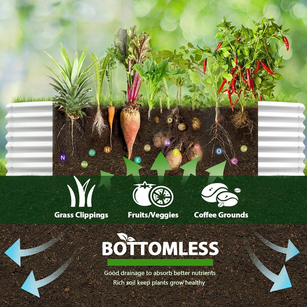 ANLEOLIFE 3 PACK 6x3x2 ft Galvanized Raised Garden Beds Outdoor, Oval Large Metal Deep Root Planter Box for Planting Vegetables Flowers Herb, Anti-Rust, Antique White
