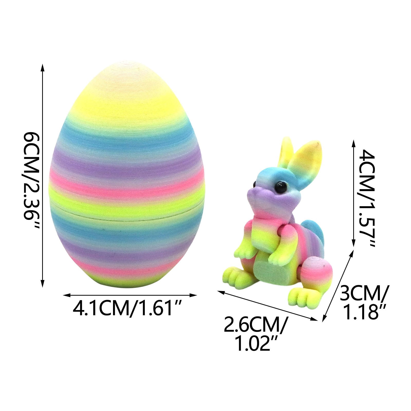 Luckky Easter Eggs, Colorful 3D Printed Bunny Eggs Fillers Toys, Suitable for Easter Basket Stuffers, Party Favors, Kids Gifts, Egg Hunts and Desktop Decor ()