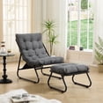 thumbnail image 7 of Villeston Outdoor Lounge Chair with Ottoman, Comfy Sling Recliner Chair with Puffy Cushion and Foot Stool,Dark Gray, 7 of 7