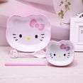 thumbnail image 4 of Juego de cubiertos Kawaii Hello Kitty para niños, vajilla de Anime Sanrio, tazón, bandeja de frutas, plato de cena, tazón de arroz de alimentación para bebés, regalo para niños, 4 of 4