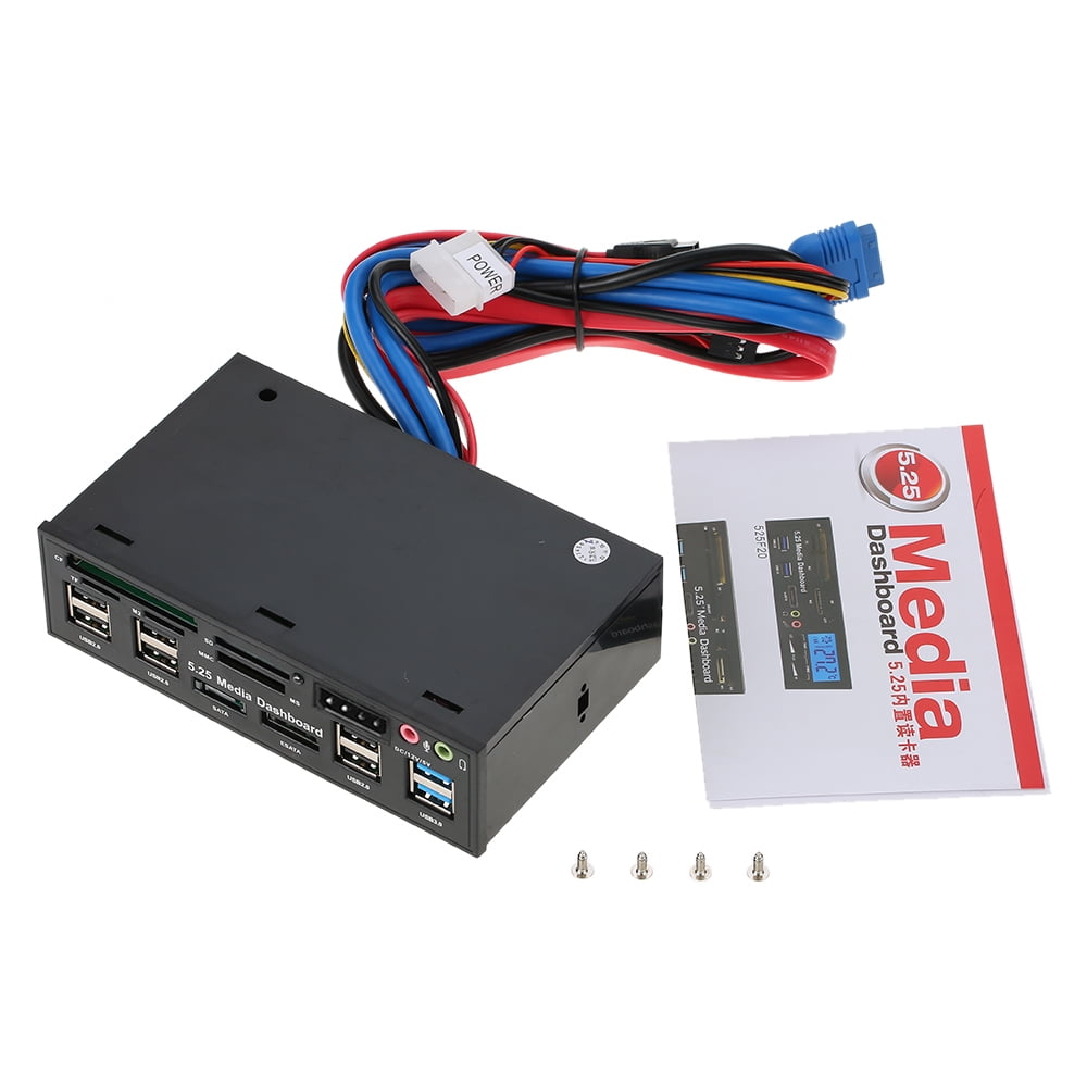 Multi-Function USB 3.0 Hub eSATA SATA Port Internal Card Reader PC Dashboard Media Front Panel Audio for SD MS CF TF M2 MMC Memory Cards Fits 5.25