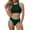 Green, variant on Womens High Neck High Waisted Bikini Set Black with Contrast Binding, Athletic Swimwear Quick Dry Chlorine Resistant,Size 2XL
