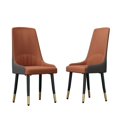 thumbnail image 3 of Modern Microfiber Leather Dining Chairs (Set of 2) Orange/Grey, 3 of 5