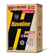 Chevron Havoline High Mileage Synthetic Technology Motor Oil 5W-20, 6 Quart Smart Change Box