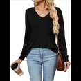 thumbnail image 1 of Blusas de Larga Abullonadas para Mujer, con Cuello en V Plisado, Estilo Túnica de Otoño, Elegantes, Informales, Holgadas, para Verano Negro S, 1 of 9