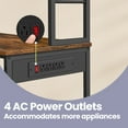 thumbnail image 4 of LEDREM 31.5" Bakers Rack with Power Outlet, 6-Tier Kitchen Shelves with Adjustable Shelf & Hooks, Microwave Stand, Rustic Brown and Black, 4 of 5