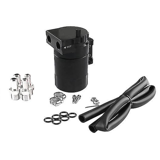 Tignapoo Universal 300ml Aluminum Alloy Engine Oil Catch Can for Car Tuning - Black, No Air Filter, Durable Waste Oil Collection Tank with Baffle System for Gas Recovery