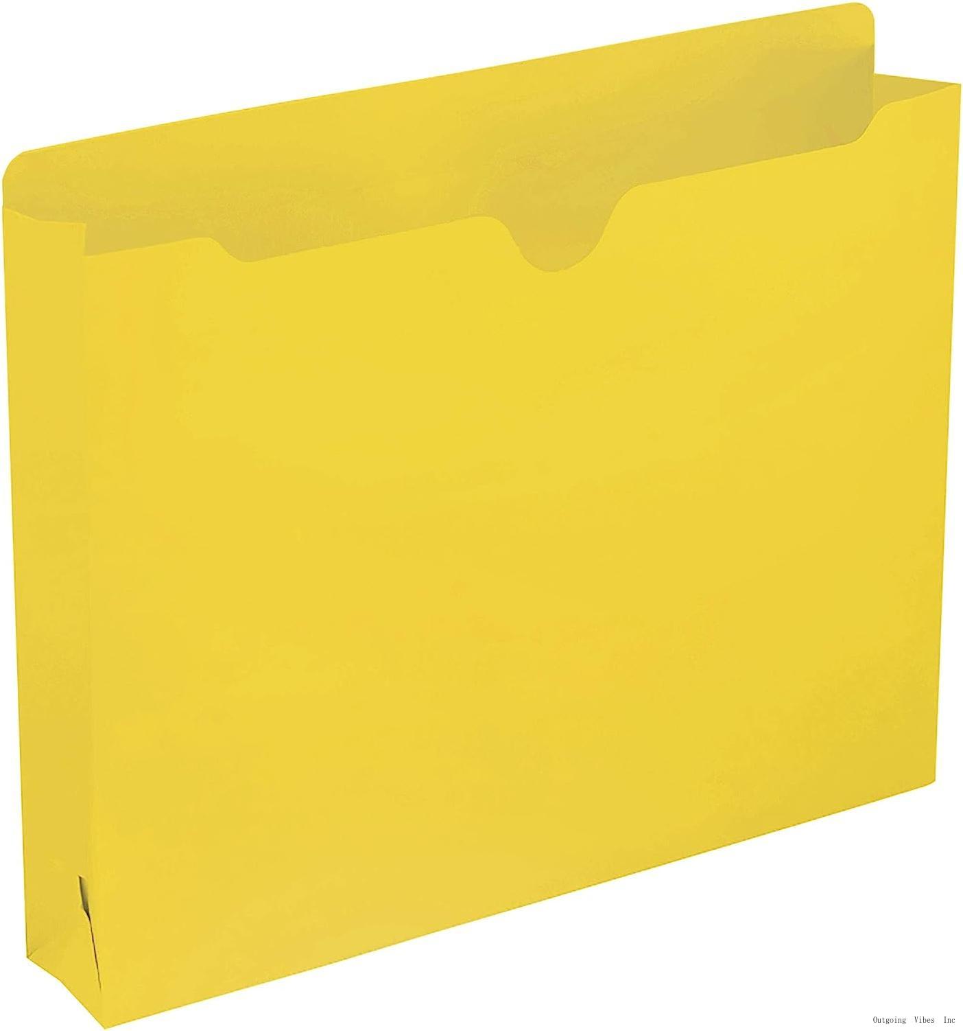 Smead File Jacket, Reinforced StraightCut Tab, 2" Expansion, Letter Size, Yellow, 50 Per Box