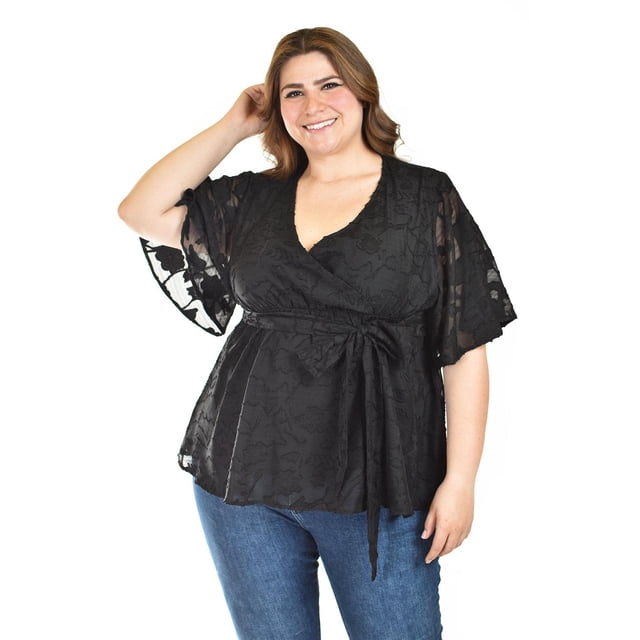 Blusa de encaje Roman Fashion /Tallas Extras, 5113 (Negro) negro 38