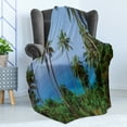 thumbnail image 4 of Palm Tree Soft Flannel Fleece Throw Blanket, Ocean Scene from Jungle Tropical Picture of Paradise in Nature Theme, Cozy Plush for Indoor and Outdoor Use, 60" x 80", Blue Green, by Ambesonne, 4 of 5
