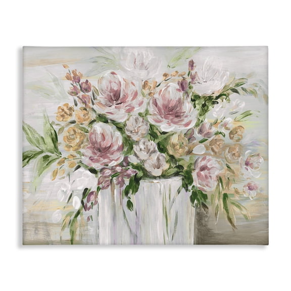 Stupell Industries Country Style Floral Assortment Floral Painting Wrapped Canvas Canvas Art Print Wall Art, 20 x 16