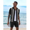 thumbnail image 6 of COOFANDY Men's 2 Piece Short Sets Casual Button Down Shirt and Shorts Set Knit Polo Set Vintage Summer Beach Outfits, 6 of 6