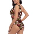 thumbnail image 4 of Gukieu Leaf And Fruit Print One-shoulder Ruffled One-piece Swimsuit with Removable Chest Pads and Tummy-control Swimsuit for Women-XX-Large, 4 of 6