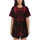 thumbnail image 1 of Balery Red Gothic Skeleton Throne Conjunto de Pijama para Mujer con Estampado, Dos Piezas de Manga Corta y Shorts, Ropa de Dormir Suave con Cuello Redondo y Bolsillos-XX-Large, 1 of 6