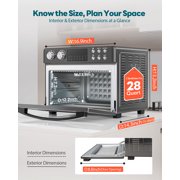 Air Fryer Toaster Oven Combo, 28Quart 12-in-1 Extra Large Countertop Convection Oven with LED Display, Toast, Roast, Bake, Reheat, Broil & Steam , 7 Accessories+Recipe, Black
