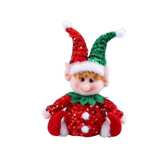 Rbaofujie Christmas Gifts Christmas Sitting Rudolph Sequin Hat Doll Decor This ChristmasRed