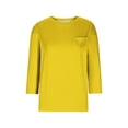 thumbnail image 5 of USNSM Basic Solid Color Blouses for Women Crew Neck 3/4 Length Sleeve Tops Summer Shirts Relaxed Fit Tee with Pockets Front Yellow XL, 5 of 5