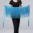 thumbnail image 5 of NUZYZ Women Belly Dance Skirt Chain Tassel Sequin Double-layer Lace-up Bohemian Clubwear Performance Mini Waist Wrap Latin Dance Practice Short Skirt Hip Waist Scarf, 5 of 8