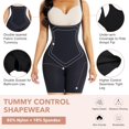 thumbnail image 6 of Women's Seamless Fajas Tummy Control Lightweight High Elasticity Butt Lifter Thigh Slimmer Plus Size Bodysuit Black 3XL, 6 of 8