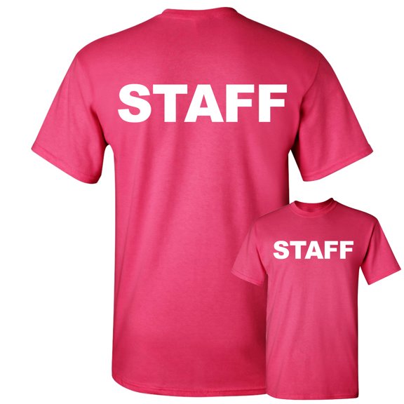Tee Hunt Staff T-Shirt Event Staff Uniform Employee Party Security Mens Shirt, Hot Pink, 3X-Large