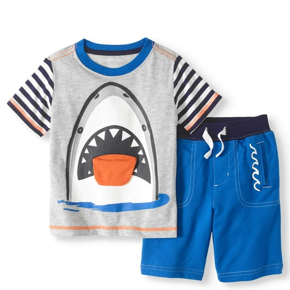 Toddler Boy 3D Interactive T-Shirt & Knit Shorts, 2pc Outfit Set