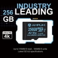 thumbnail image 3 of Amplim 256GB Micro SD Card - High Speed MicroSD for Camera, MicroSDXC Memory Card for Mini SDXC with Adapter, A2 U3 Class 10 for GoPro, Phone, Tablet Video Blue, 3 of 6