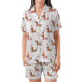 thumbnail image 2 of Women’s Dachshund Pajamas Set, Cute Wiener Dog Satin Sleepwear Set, Adorable Puppy Print Loungewear, Cozy Dog Lover Pajamas for Women, 2 of 9