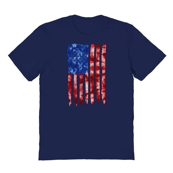 Americana Tie Dye Flag Graphic Navy Men's Cotton T-Shirt