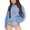 Blue, variant on Girls Winter Hoodie Long Sleeve Round Neck Printed Pullover Warm Outerwear Coat Black 7-8 Years