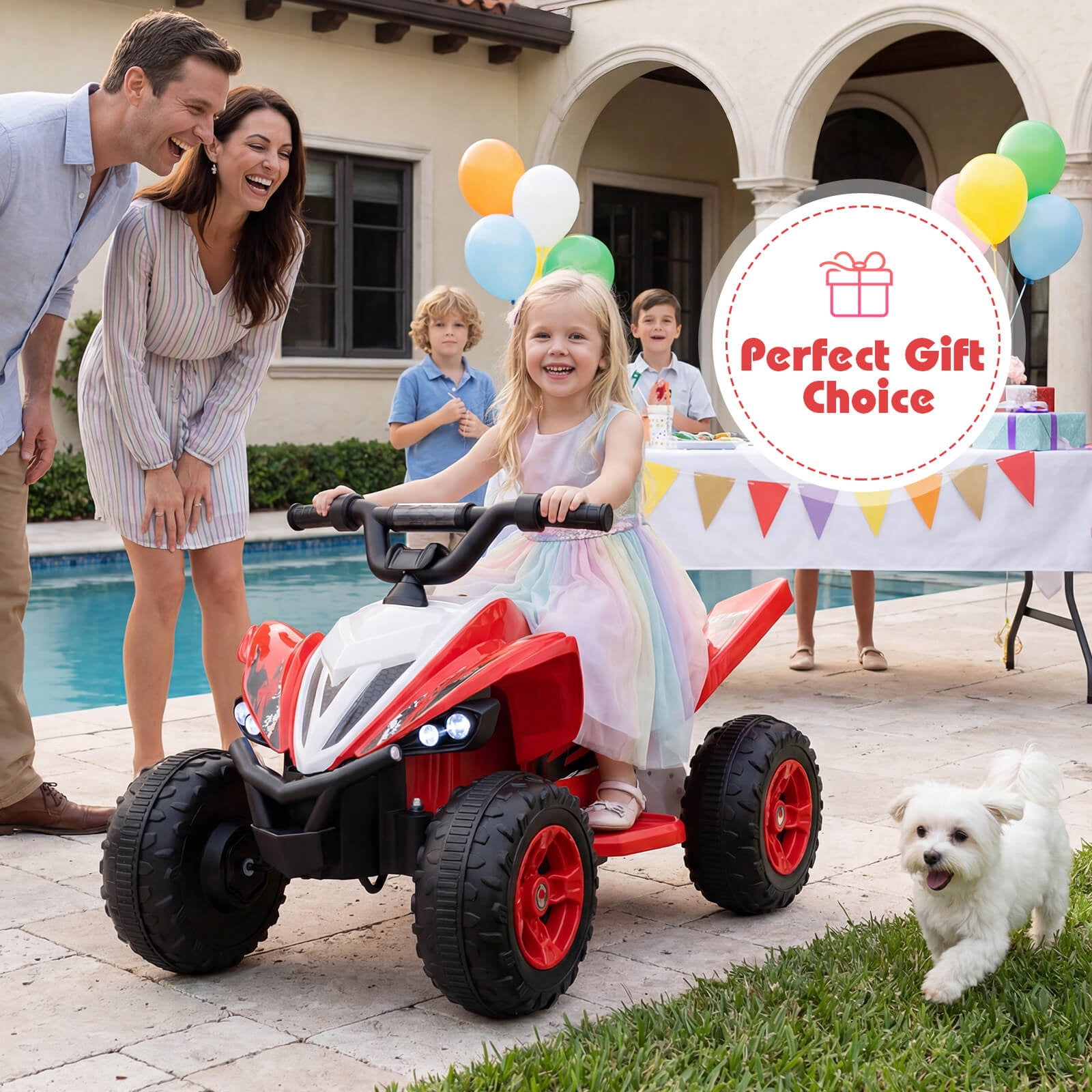 Infans 12V Quad 4 Wheeler Ride on Toy with Music, Light, USB Port, Wireless Connection