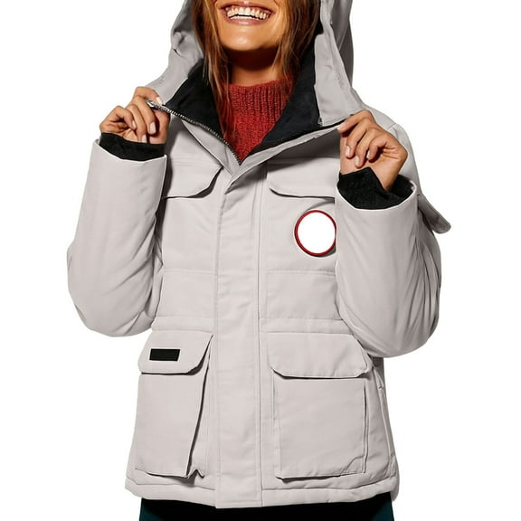 Breezora Women's Thickened Warm Winter Jacket Long Sleeve Hooded Puffer Coat For Cold Weather Windproof Outerwear L Size Beige
