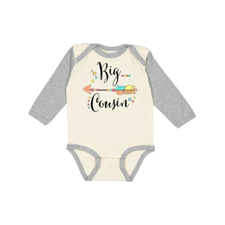 

Inktastic Big Cousin- dots and arrow Gift Baby Boy or Baby Girl Long Sleeve Bodysuit