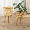 thumbnail image 4 of Wicker Planter Basket with Removable Legs - All Weather Indoor/Outdoor Decorative Cover for Potted Plants, Patio Garden Container & Plant Stand, 4 of 8