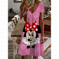 thumbnail image 3 of Vestido playero para mujer, vestido de verano de Mickey y Minnie de Disney, estampado Kawaii, bonito, holgado, informal, para playa y exteriores, 3 of 5