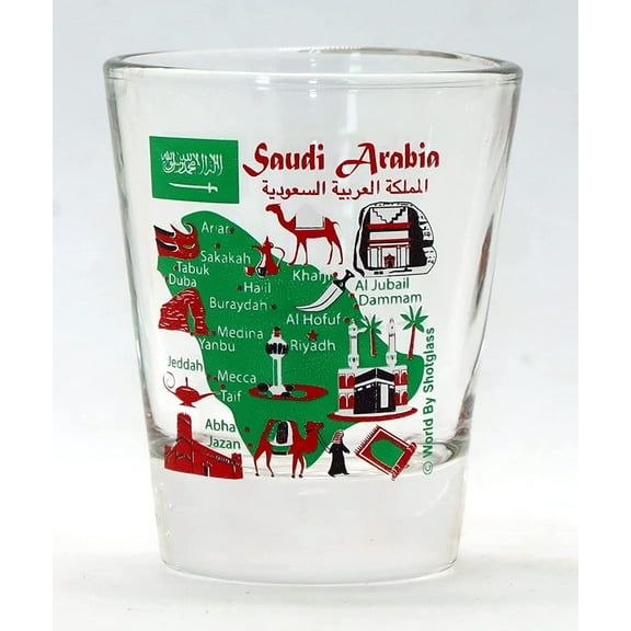 Saudi Arabia Landmarks and Icons Collage Shot Glass