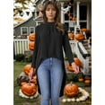 thumbnail image 3 of DARING DIVA Women's High Low Long Sleeve Asymmetrical Hem Casual Blouse S Black, 3 of 8