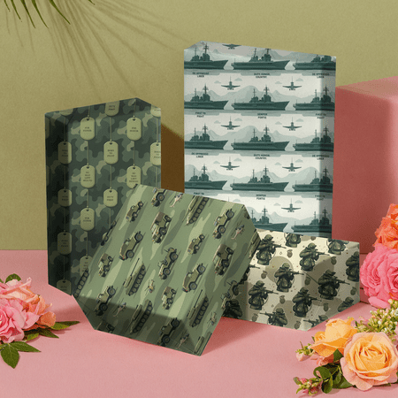 12 Sheet Military Wrapping Paper Gift Wrap Paper Bulk Folded Flat Camo Print Art Paper for Army Theme Birthday Party DIY Crafts Gift Wrapping, 19.7 x 27.6 Inch