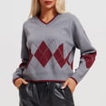 thumbnail image 5 of Erwazi Sweaters Women's Color Block Fall Winter V Neck Long Sleeve Warm Soft Knitted Pullover, 5 of 7