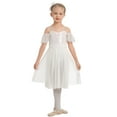 thumbnail image 5 of IBTOM CASTLE Girls Lyrical Dance Costume Ballet Leotard Sequin Spaghetti Straps Tulle Long Dress Ballerina Outfits Princess Dress up 3-4 Years White, 5 of 8