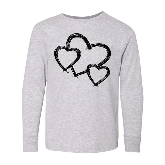 Inktastic Three Black Hearts Long Sleeve Youth T-Shirt