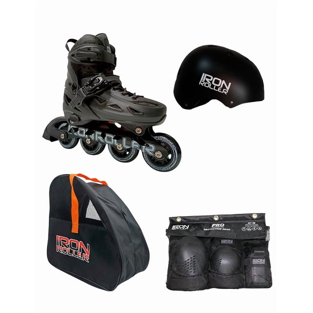 Combo De Patines Casco Protecciones Y Bolsa Speed Black