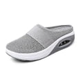 thumbnail image 2 of Zapatillas de mujer de malla transpirables informales con media pantuflas con aumento interior en color gris, 2 of 4