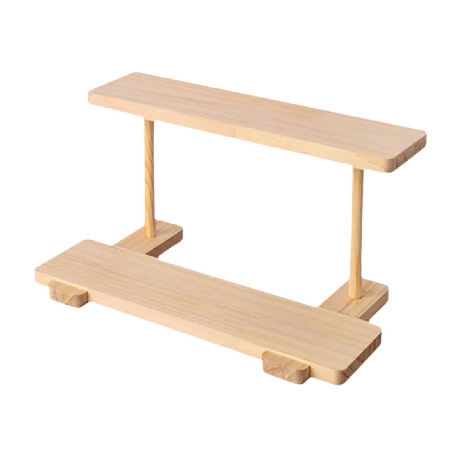 Mornei Wooden Riser Display Shelf Organizer, Desktop Storage Rack ,Multi Layers Jewelry 2 Layers