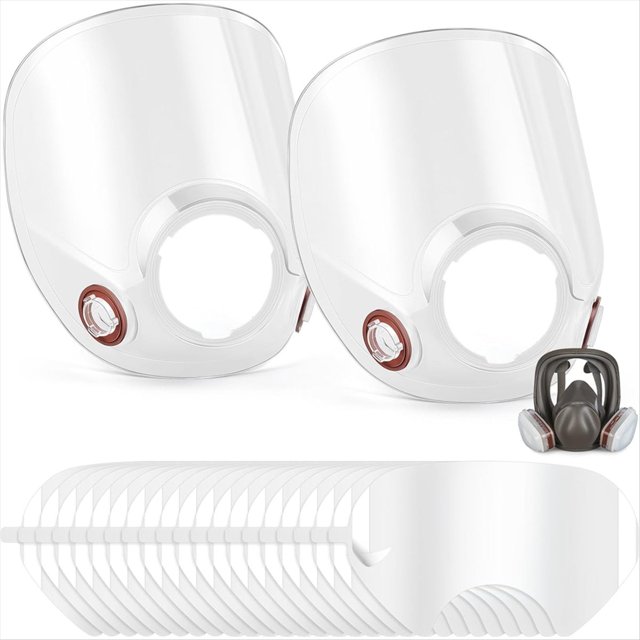 Conjunto de Lentes de Repuesto para Respirador Completo Serie 6000 y 20 Protectores de Lentes Desprendibles Compatibles con 6000.