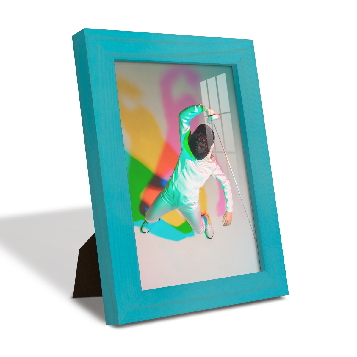 5x7 Wood Grain Picture Frame - Cyan