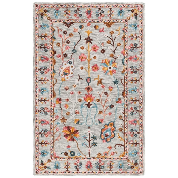 SAFAVIEH Blossom Gorgi Floral Area Rug, Grey/Red, 5' x 8'