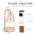 thumbnail image 5 of Sziqiqi Candle Warmer Lamp with Timer: Gold Adjustable Wax Melt Warmer Flameless Electric Candle Lamp Textured Glass Shade Wood Base House Warming New Home Decor Birthday Valentines Gift for Women, 5 of 7