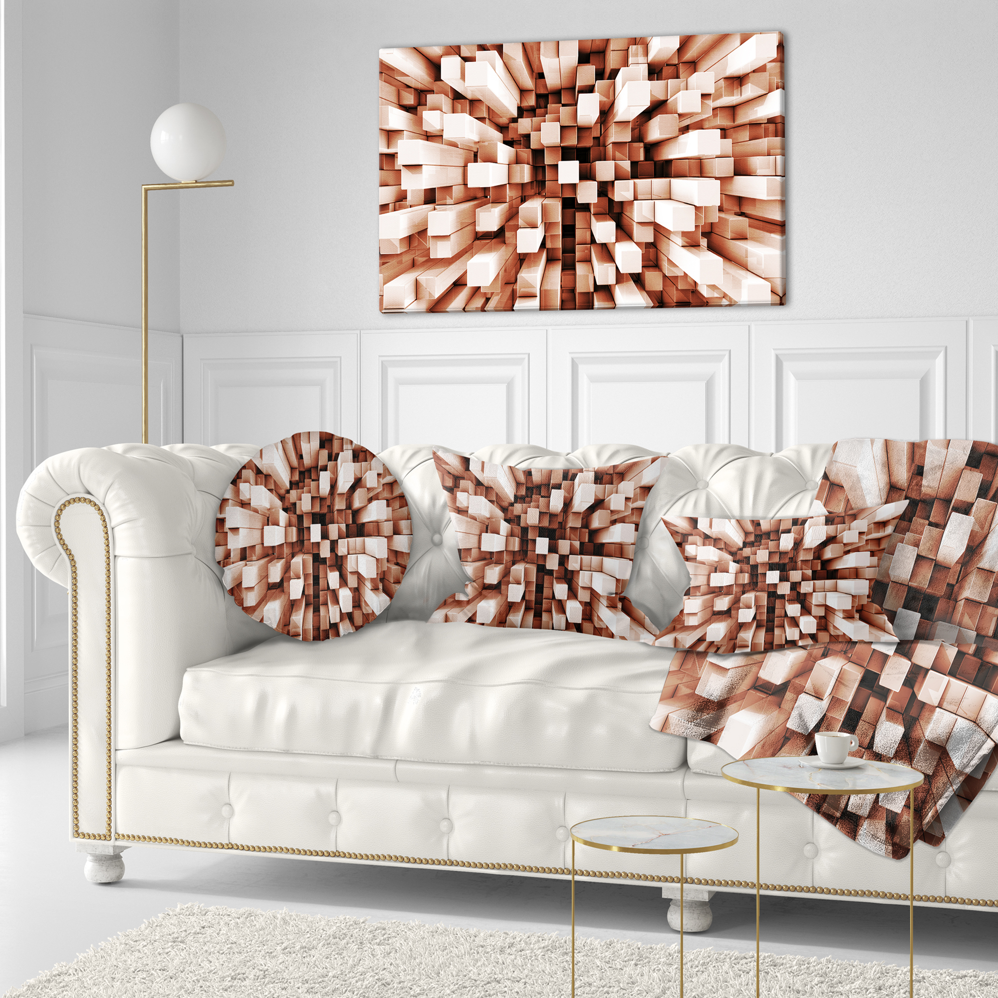 Designart Reflective Checkered Cube - Contemporary Throw Pillow - 12x20