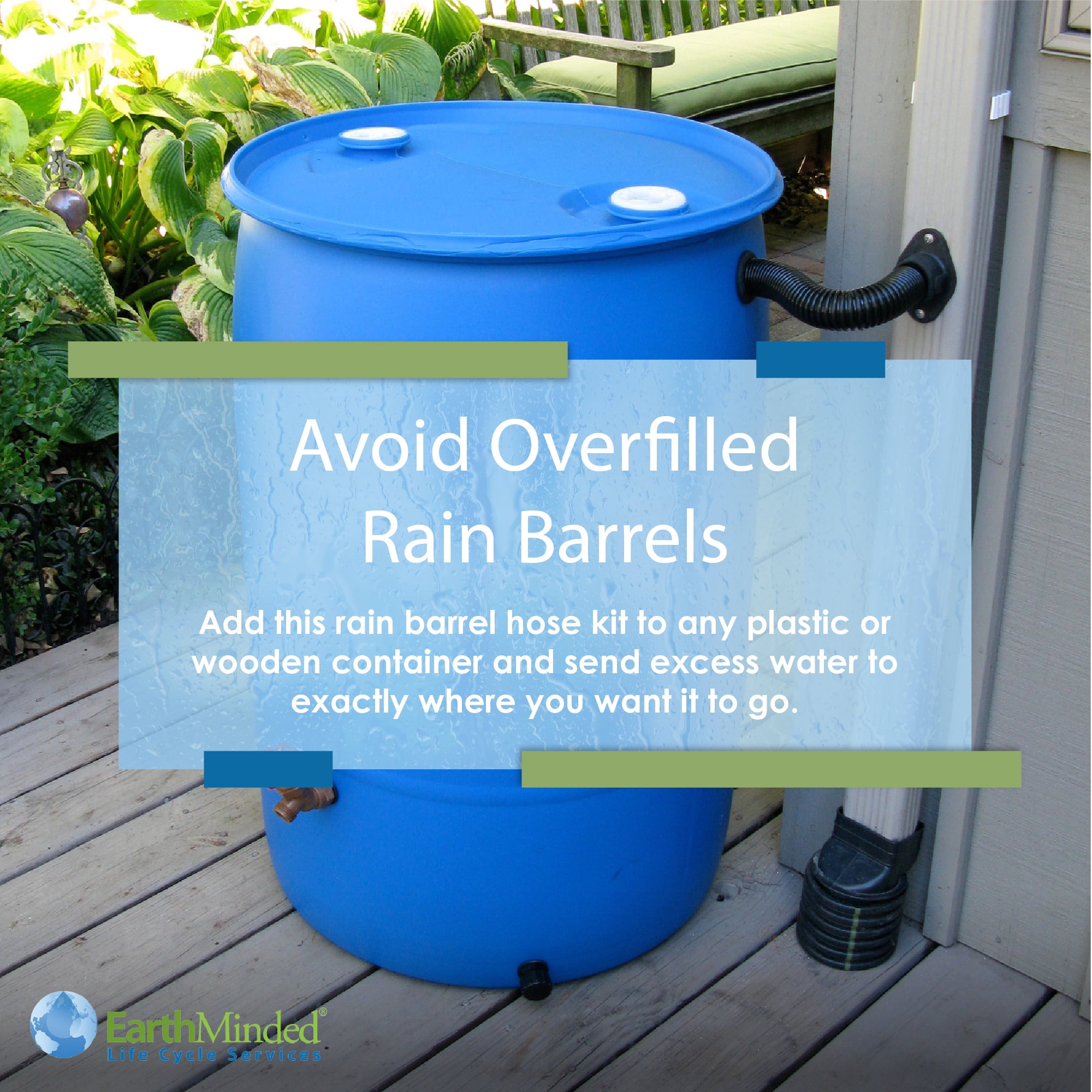 EarthMinded F-RN090 Rain Barrel Overflow Hose Kit